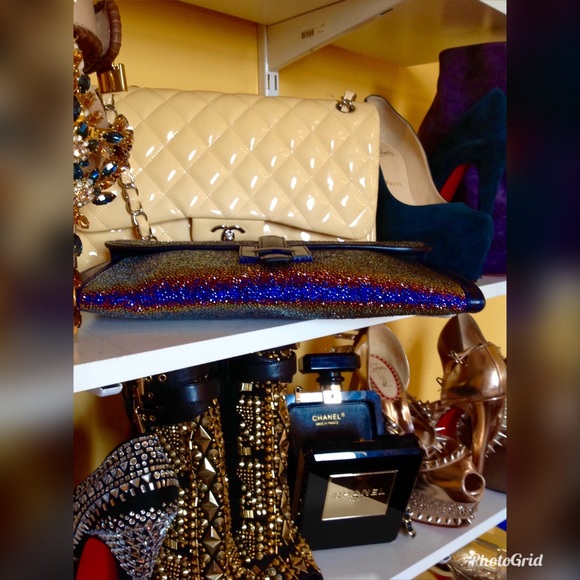 SOLD Authentic Hermès Swarovski Jige Clutch - Picture 4 of 6